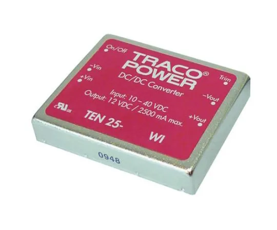 64-0322-96　TRACOPOWER TEN 25WI 25 W, 30 W Isolated DC-DC Converter Through Hole, Voltage in 18 → 75 V dc, Voltage out 15V dc　TEN 25-4813WI