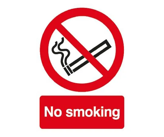 64-0566-54　PP Rigid Plastic No Smoking Prohibition Sign, No Smoking, English　763-1771