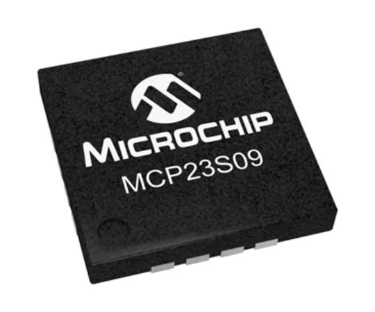 64-0611-33　Microchip MCP23S09-E/MG, 8-Channel I/O Expander 10MHz, Serial-SPI, 16-Pin QFN　MCP23S09-E/MG