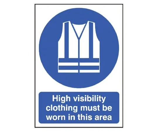 64-0566-50　RS PRO PP Rigid Plastic Mandatory High Visibility Clothing Sign with English Text, 420 x 594mm　763-1761
