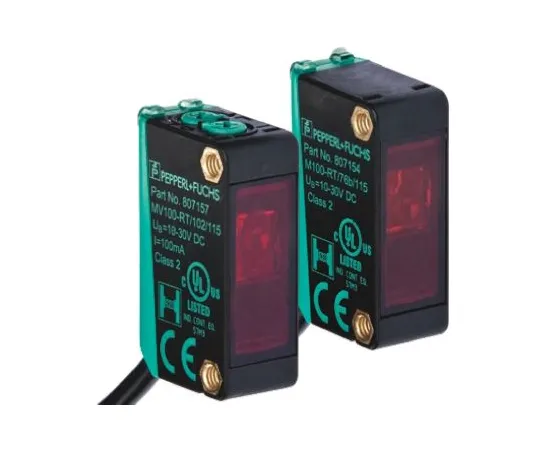 64-0356-30　Pepperl + Fuchs Photoelectric Sensor Through Beam (Emitter and Receiver) 10 m Detection Range NPN　M100/MV100-RT/76b/102/115