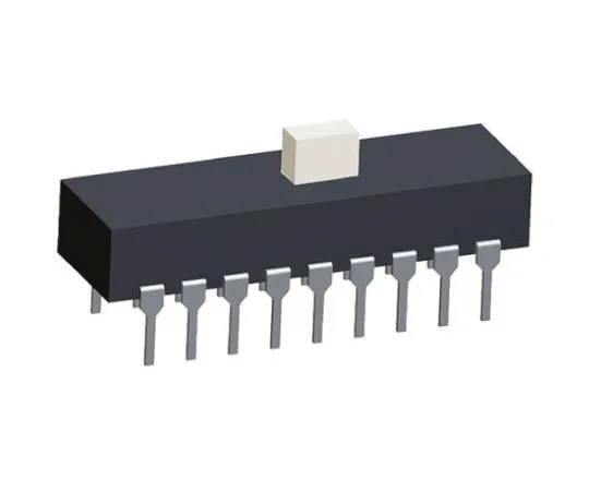 64-0493-75　PCB Slide Switch Six Pole Double Throw (6PDT) Latching 300 mA @ 115 V ac Top　3-1825010-7