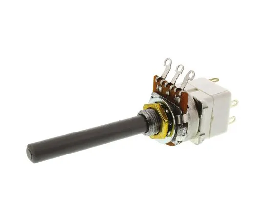 64-0494-91　TE Connectivity 1 Gang Rotary Carbon Potentiometer with a 6.35 mm Dia. Shaft, 1MΩ, ±20%, 0.2W, Logarithmic　23ESB105MMF50AF