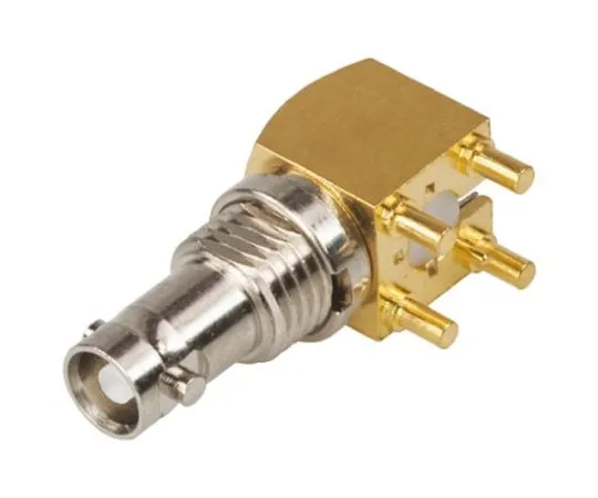 64-0625-97　Amphenol Right Angle 75Ω Panel Mount Bulkhead Fitting BNC Connector, jack, Gold, Through Hole Termination　034-1030