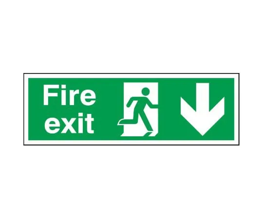 64-0566-61　RS PRO Plastic Fire Safety Sign, Fire Exit Down Sign With English Text, 450 x 150mm　763-1803
