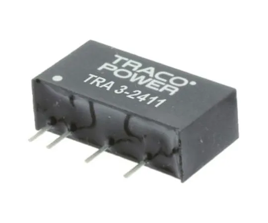64-0607-18　TRACOPOWER TRA 3 3W Isolated DC-DC Converter Through Hole, Voltage in 21.6 → 26.4 V dc, Voltage out 5V dc　TRA 3-2411