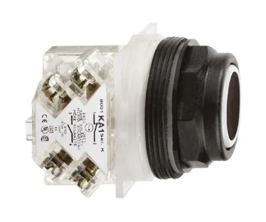 64-0496-20　Schneider Electric, Harmony 9001SK Black Round Push Button, NO, 30mm Momentary Screw　9001SKR1BH5