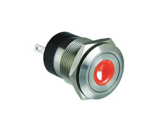 64-0434-19　Bulgin Single Pole Single Throw (SPST) Momentary Red LED Push Button Switch, IP66, 19.2 (Dia.)mm, Panel Mount, 24V dc　MPI001/28/RD/12