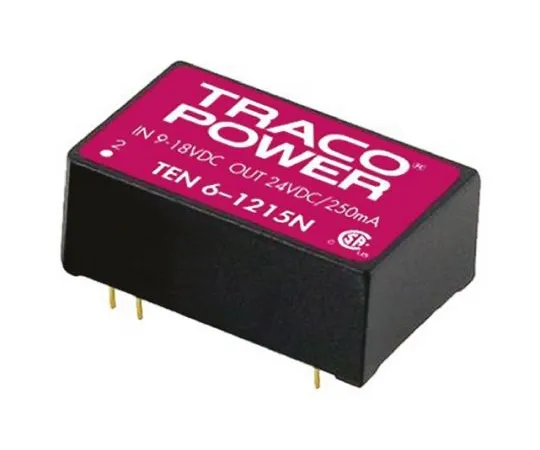 64-0531-76　TRACOPOWER TEN 6N 6W Isolated DC-DC Converter Through Hole, Voltage in 9 → 18 V dc, Voltage out 3.3V dc　TEN 6-1210N