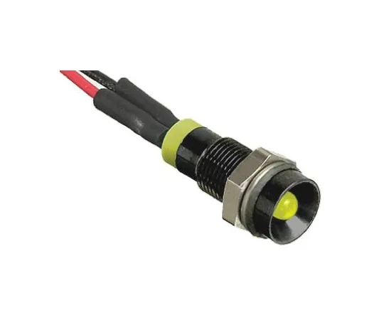 64-0410-17　RS PRO Yellow Indicator, 2 V dc, 6mm Mounting Hole Size, Lead Wires Termination, IP67　722-7735