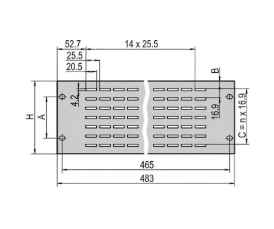 64-0409-16　19-inch Front Panel, 3U, , Ventilated, Grey, Aluminium　30702058