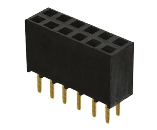 64-0580-61　Samtec SSW Series 2.54mm Pitch 12 Way 2 Row Straight PCB Socket, Through Hole, Solder Termination　SSW-106-02-G-D