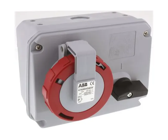 64-0505-73　ABB Right Angle Switchable IP67 Industrial Interlock Socket 3PN+E, Earthing Position 6h, 16A, 415 V　2CMA167818R1000  416MHS6W