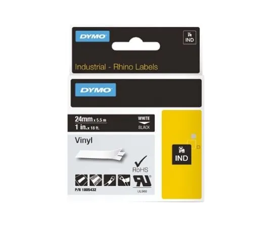 64-0495-44　Dymo White on Black Label Printer Tape, 24 mm Width, 18 ft Length　1805432