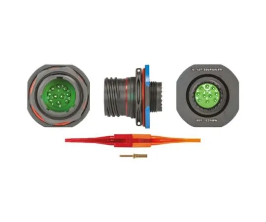 64-0573-91　Souriau 8D Series, 10 Way Panel Mount MIL Spec Circular Connector Receptacle, Pin Contacts,Shell Size 13, Screw　8D713Z98PN