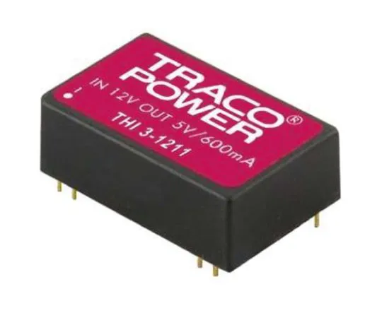 64-0607-96　TRACOPOWER THI 3 3W Isolated DC-DC Converter Through Hole, Voltage in 4.5 → 5.5 V dc, Voltage out 12V dc Medical　THI 3-0512