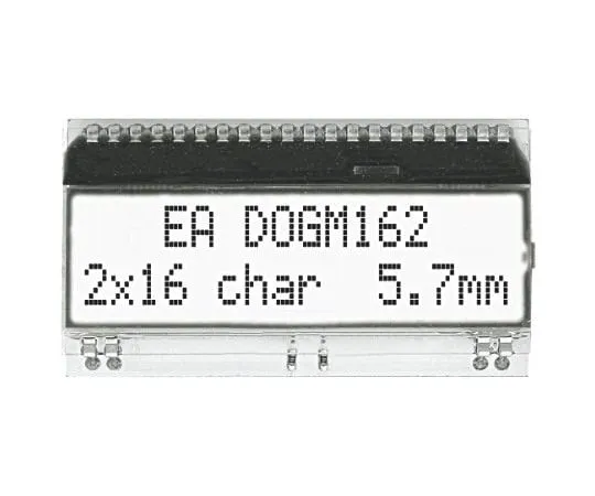 64-0542-11　Electronic Assembly EA DOGM162W-A Alphanumeric LCD Display, White on Black, 2 Rows by 16 Characters, Transflective　EA DOGM162W-A
