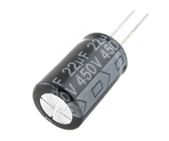 64-0424-51　Rubycon 22μF 450V dc Aluminium Electrolytic Capacitor, Through Hole 16 (Dia.) x 20mm +105°C 16mm 7.5mm　450BXC22MEFC16X20