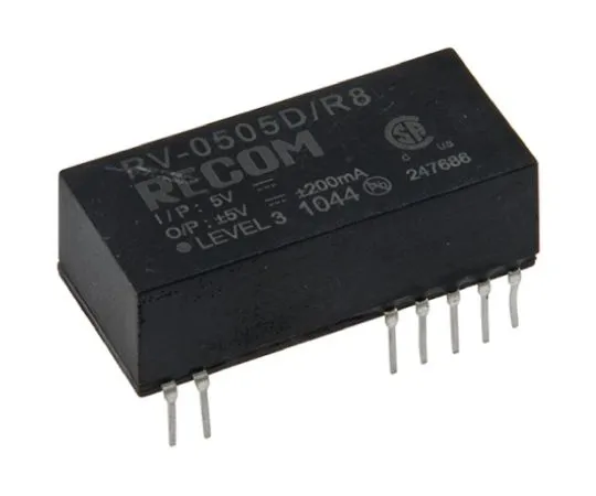 64-0440-80　Recom RV 2W Isolated DC-DC Converter Through Hole, Voltage in 4.5 → 5.5 V dc, Voltage out 5V dc　RV-0505S/R8