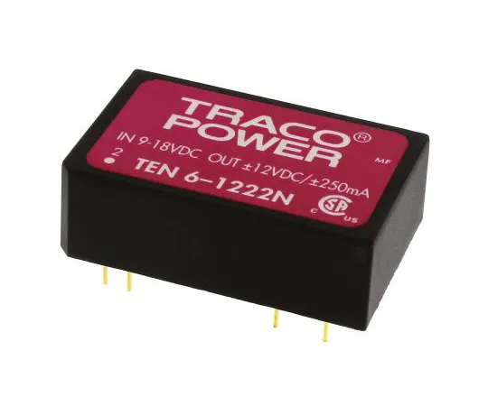 64-0531-98　TRACOPOWER TEN 6N 6W Isolated DC-DC Converter Through Hole, Voltage in 9 → 18 V dc, Voltage out ±12V dc　TEN 6-1222N