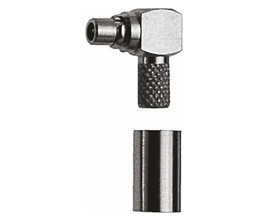 64-0350-23　Telegartner 50Ω Right Angle Cable Mount MMCX Connector, Plug, Crimp Termination, 0 → 6GHz, RG178 B/U, RG196 A/U　J01340A0121