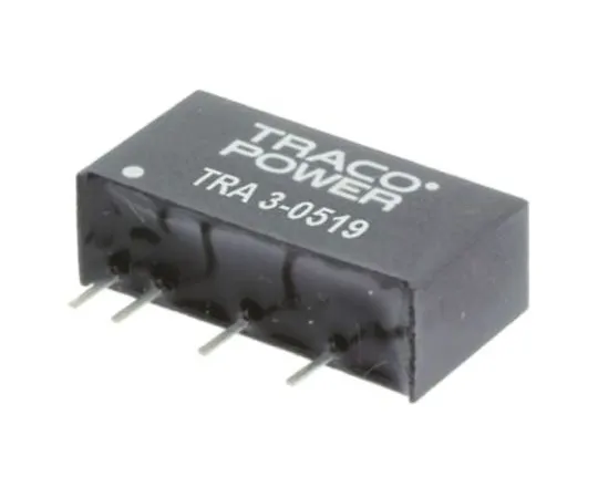 64-0607-05　TRACOPOWER TRA 3 3W Isolated DC-DC Converter Through Hole, Voltage in 4.5 → 5.5 V dc, Voltage out 9V dc　TRA 3-0519