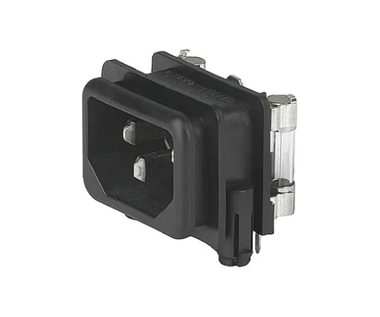 64-0435-42　Schurter C14 Right Angle Panel Mount IEC Plug Male, 10A, 250 V ac, F*** Size 5 x 20mm　GSF1.2002.31