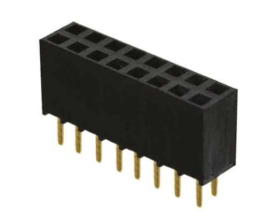 64-0580-62　Samtec SSW Series 2.54mm Pitch 16 Way 2 Row Straight PCB Socket, Through Hole, Solder Termination　SSW-108-02-G-D
