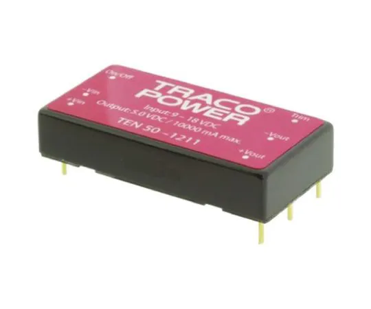 64-0608-34　TRACOPOWER TEN 50 50W Isolated DC-DC Converter Through Hole, Voltage in 9 → 18 V dc, Voltage out 12V dc　TEN 50-1212