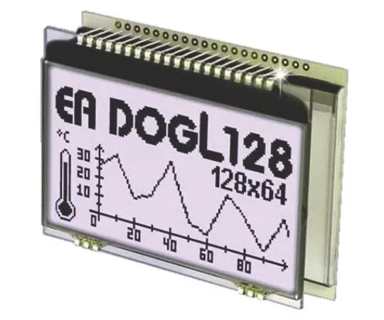 64-0542-35　Electronic Assembly EA DOGL128W-6 Graphic LCD Display, White on Black, Transflective　EA DOGL128W-6