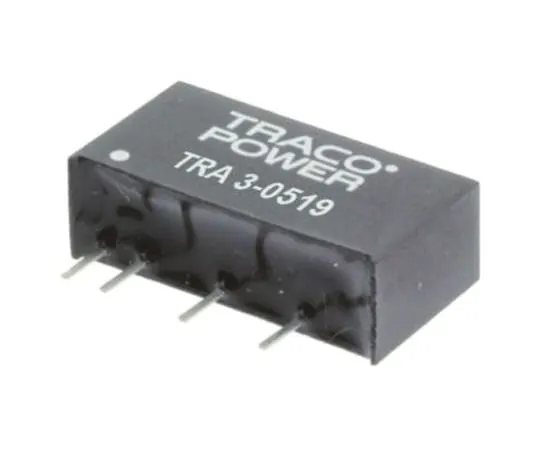 64-0607-04　TRACOPOWER TRA 3 3W Isolated DC-DC Converter Through Hole, Voltage in 4.5 → 5.5 V dc, Voltage out 15V dc　TRA 3-0513