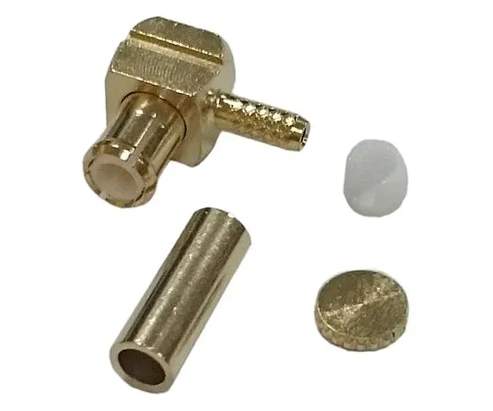 64-0458-43　RS PRO Right Angle Cable Mount MCX Connector Plug, 50Ω Impedance, Crimp Termination, 0 → 3GHz, RG178/U cable type　738-5796