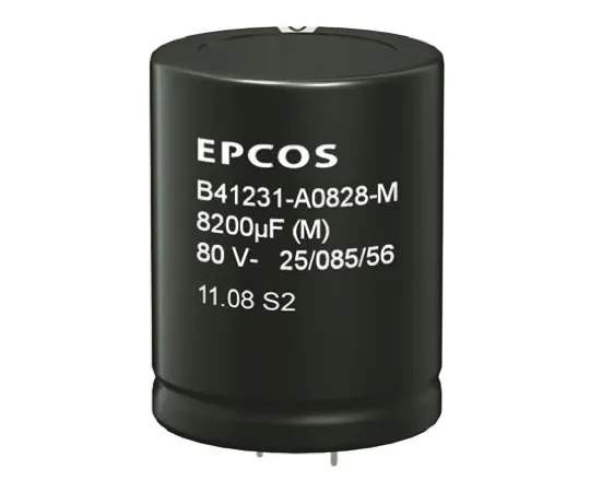 64-0612-48　EPCOS 1200μF 100V dc Aluminium Electrolytic Capacitor, Through Hole 22 (Dia.) x 30mm +85°C 22mm 10mm　B41231A9128M000