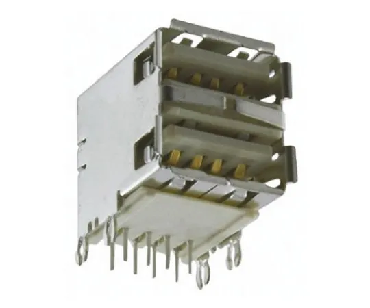64-0611-52　Amphenol FCI Dual Port Right Angle Through Hole, Version 2.0 Type A USB Connector, Receptacle　72309-8034BLF