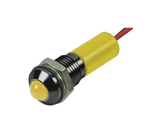 64-0410-08　RS PRO Yellow Indicator, 110 V ac, 8mm Mounting Hole Size, Lead Wires Termination, IP67　723-9674
