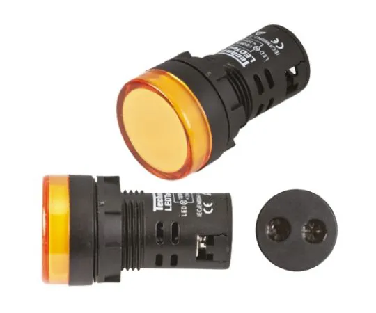 64-0571-02　RS PRO Yellow LED Indicator, 22mm Cutout, IP65, 12 V ac/dc　791-8589
