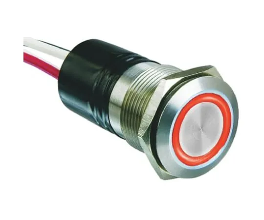 64-0434-50　Bulgin Single Pole Single Throw (SPST) Momentary Red LED Push Button Switch, IP66, 19.2 (Dia.)mm, Panel Mount　MPI002/FL/RD/12