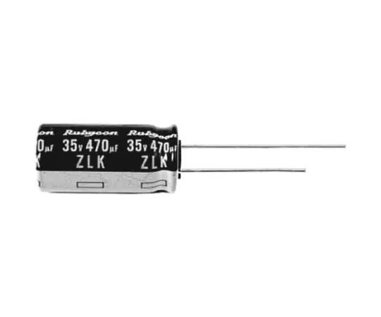 64-0421-53　Rubycon 470μF 25V dc Aluminium Electrolytic Capacitor, Through Hole 8 (Dia.) x 20mm +105°C 8mm 3.5mm　25ZLK470M8X20