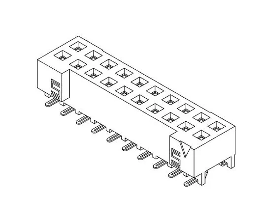 64-0593-97　Samtec S2M Series 2mm Pitch 10 Way 2 Row Straight PCB Socket, Surface Mount, Solder Termination　S2M-105-02-L-D