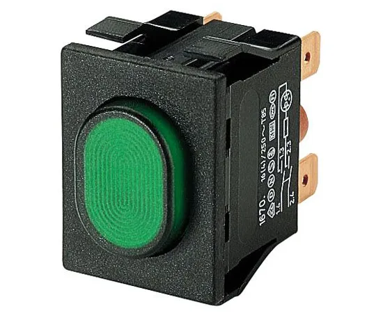 64-0474-13　Marquardt Double Pole Double Throw (DPDT) Latching Green LED Push Button Switch, IP54, 22.2 x 30.4mm, Panel Mount　1670.5202