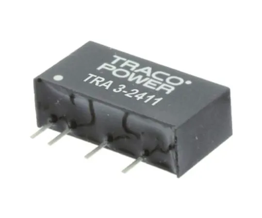 64-0607-19　TRACOPOWER TRA 3 3W Isolated DC-DC Converter Through Hole, Voltage in 21.6 → 26.4 V dc, Voltage out 12V dc　TRA 3-2412