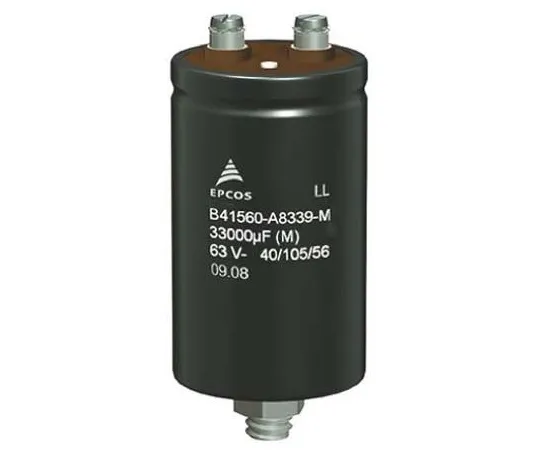 64-0624-60　EPCOS 15000μF 63V dc Aluminium Electrolytic Capacitor, Chassis Mount 51.6 x 80.7mm +105°C 51.6mm 22.2mm　B41560A8159M000