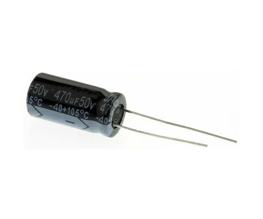 64-0345-07　RS PRO 470μF 50V dc Aluminium Electrolytic Capacitor, Through Hole 10 (Dia.) x 20mm +105°C 10mm 5mm 20mm　170-1255