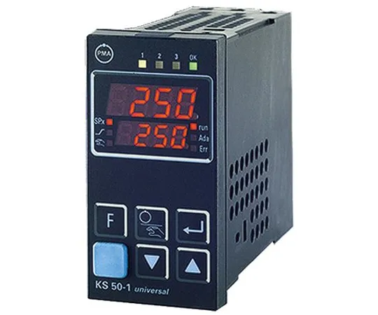 64-0450-42　P.M.A KS50 PID Temperature Controller, 96 x 48 (1/8 DIN)mm, 2 Output Relay, 90 → 250 V ac Supply Voltage ON/OFF　KS50-100-0000D-000