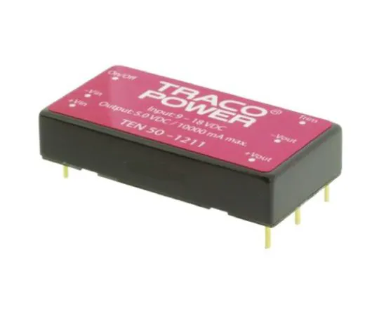 64-0608-39　TRACOPOWER TEN 50 50W Isolated DC-DC Converter Through Hole, Voltage in 9 → 18 V dc, Voltage out 15V dc　TEN 50-1213