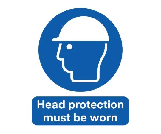 64-0566-94　RS PRO PP Mandatory Head Protection Sign with English Text, 210 x 148mm　763-2039