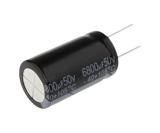 64-0345-09　RS PRO 6800μF 50V dc Aluminium Capacitors, Through Hole 25 (Dia.) x 44mm +105°C 25mm 12mm 44mm　173-0285