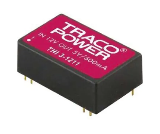 64-0608-03　TRACOPOWER THI 3 3W Isolated DC-DC Converter Through Hole, Voltage in 21.6 → 26.4 V dc, Voltage out 5V dc　THI 3-2411