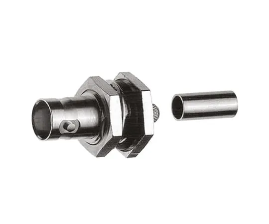 64-0638-28　Telegartner Straight 75Ω Panel Mount Bulkhead Fitting BNC Connector, jack, Nickel, Clamp, Crimp Termination, RG59 B/U　J01003A1348