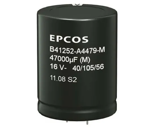 64-0612-34　EPCOS 56000μF 10V dc Aluminium Electrolytic Capacitor, Through Hole 35 (Dia.) x 45mm +105°C 35mm 10mm　B41252A3569M000